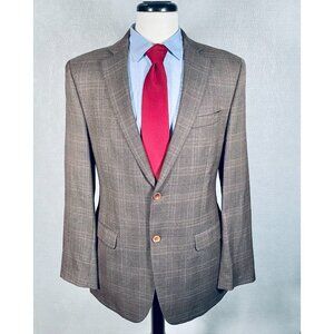 Patrick James Blazer Mens 40R Brown Wool Glen Plaid Sport Coat Jacket Modern